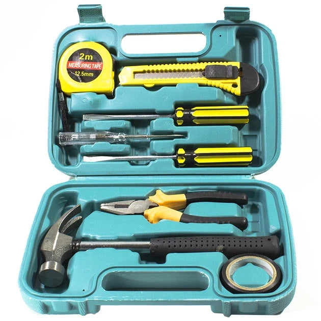 8 PCS Professional Tool Set with Storage Box | YL-8009A Model | Durable Home Repair & DIY Toolkit | Organized Plastic Storage Box