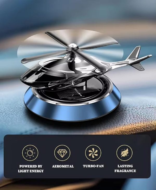 Solar Powered Rotating Helicopter Car Aromatherapy Air Freshener (Random Colour)