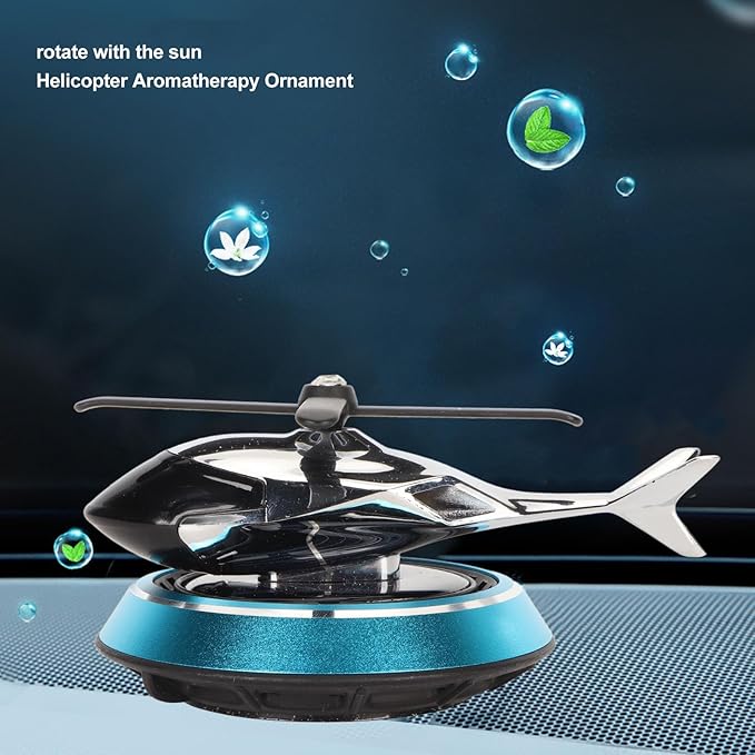 Solar Powered Rotating Helicopter Car Aromatherapy Air Freshener (Random Colour)