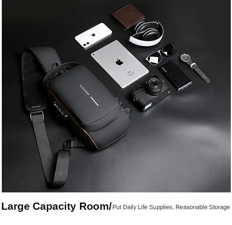 Black Multifunction Anti-Theft USB Charging Crossbody Shoulder Bag | Stylish, Secure & Travel-Ready