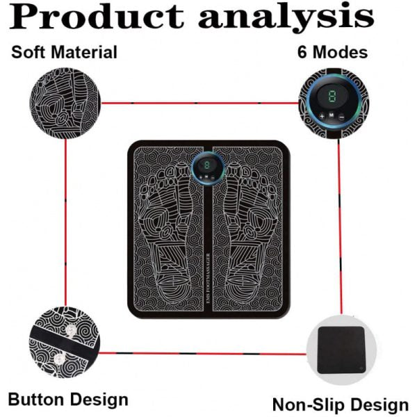 Ems Foot Massager Pad Electric Adjustable Portable Folding Mat Relieve Pains