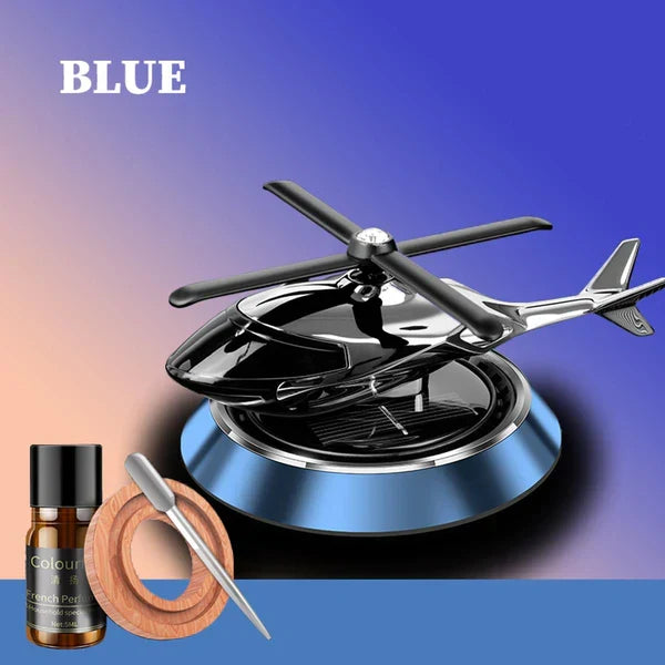 Solar Powered Rotating Helicopter Car Aromatherapy Air Freshener (Random Colour)