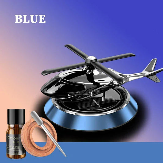 Solar Powered Rotating Helicopter Car Aromatherapy Air Freshener (Random Colour)