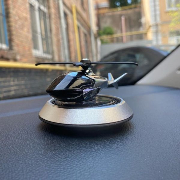 Solar Powered Rotating Helicopter Car Aromatherapy Air Freshener (Random Colour)